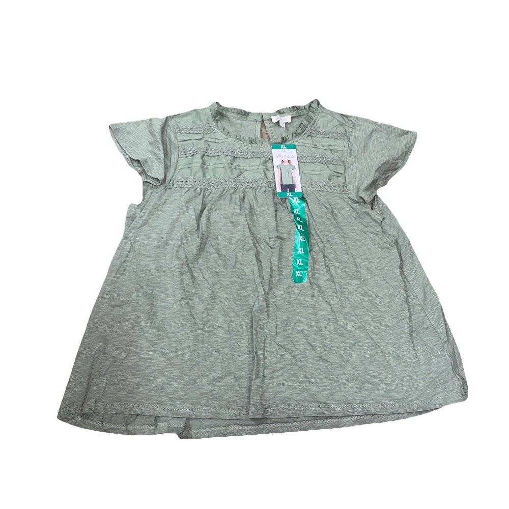 NWT Ella Moss Eyelet‎ Knit Peasant Top – XL – Olive
